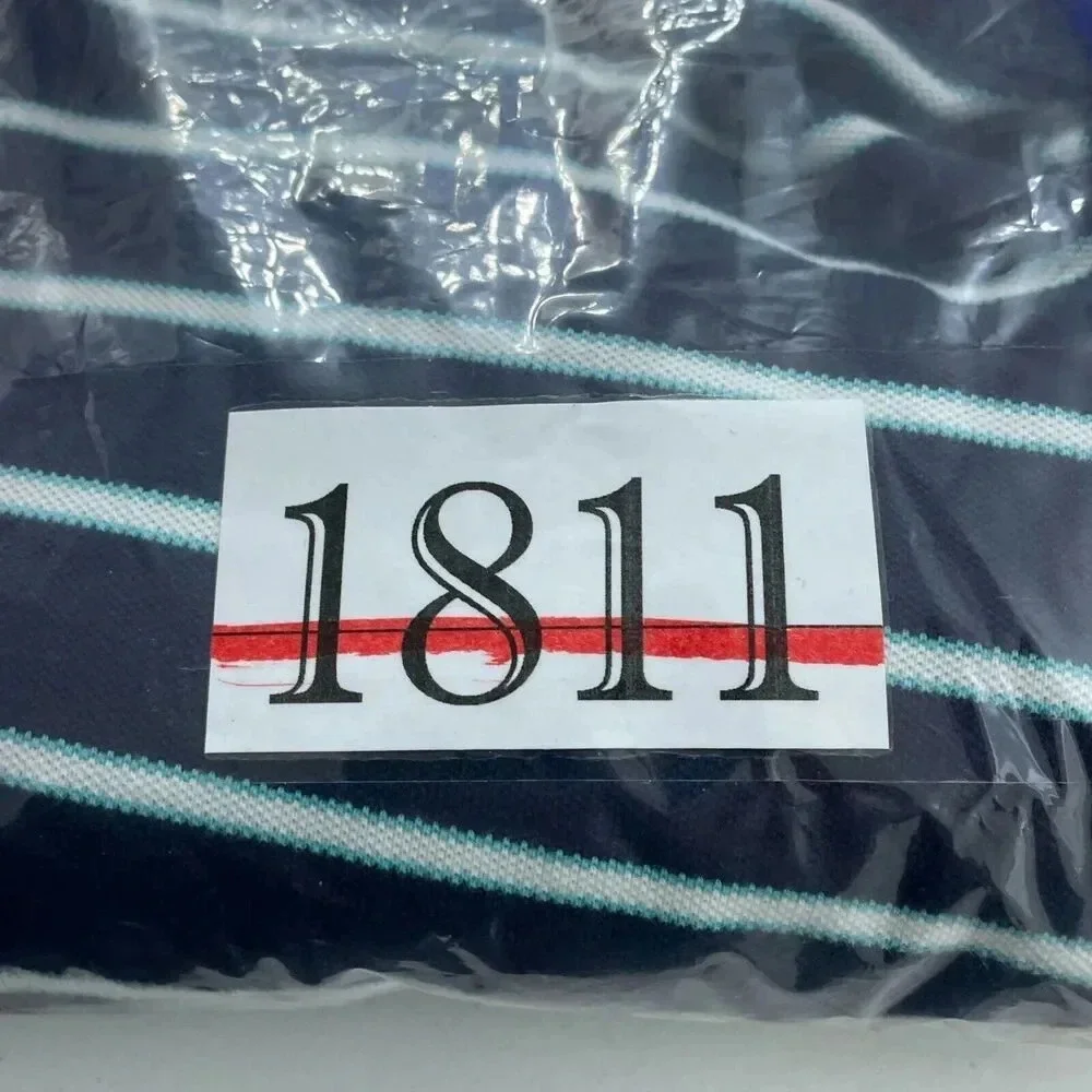 Banana Republic Mens Navy & White Striped Polo Shirt XL Cotton/Lycra 1811